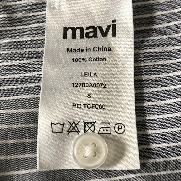 Mavi Jeans Co. Casual Lg Slv Button Down Cotton Striped Shirt Navy Wht Sz S NWOT - Picture 10 of 11